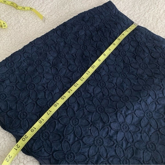 Talbots Floral‎ Embroidered Scalloped Hem Linen Skirt Womens 8 side zip lined - Picture 10 of 10